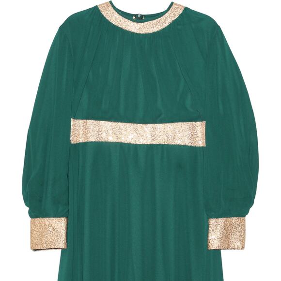 Green Long Sleeve Maxi Dress Large - Picture 2 of 4